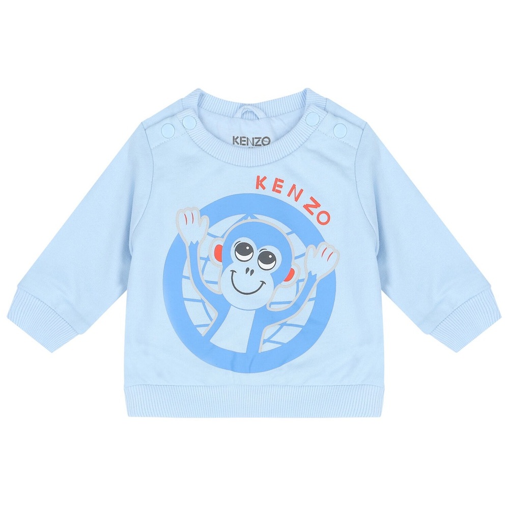 NWT KENZO KIDS BOYS PALE BLUE MONKEY SWEATSHIRT 3 MONTHS